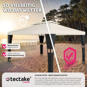 Rattan Garten Pavillon Mona 3x4m schwarz/crème