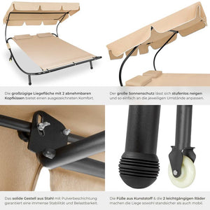 Gartenliege für 2 Personen schwarz/beige