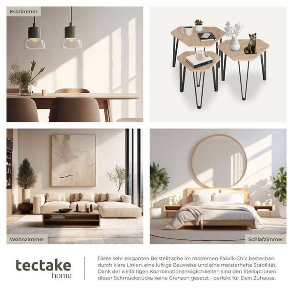 Beistelltisch-Set Torquay Industrial Holz hell, Eiche Sonoma