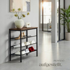 Schuhregal Wolverhampton Industrial Holz dunkel, rustikal