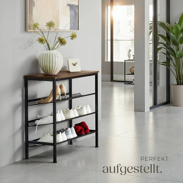 Schuhregal Wolverhampton Industrial Holz dunkel, rustikal