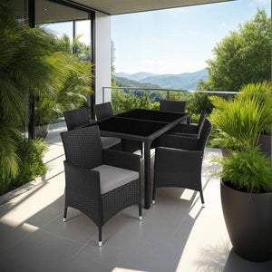 Rattan Sitzgruppe Porto schwarz/grau