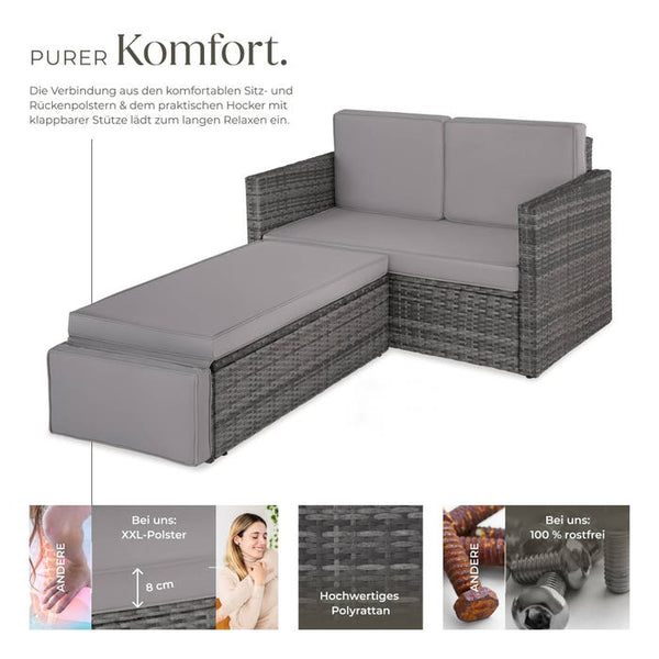 Rattan Lounge Korfu, grau