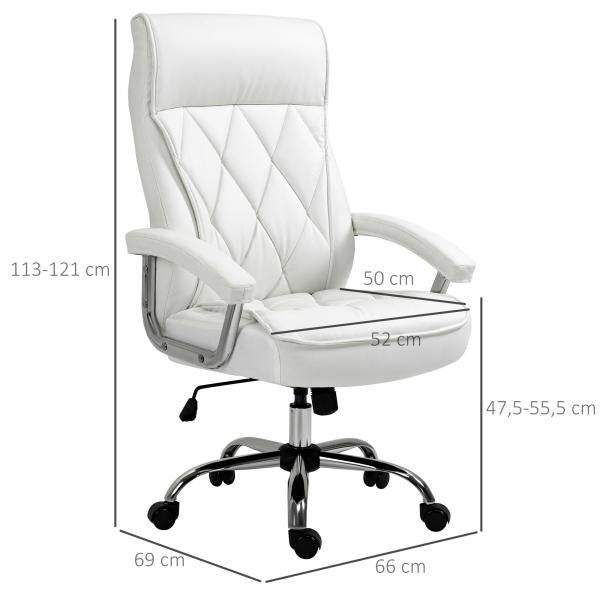Bürostuhl Drehstuhl mit Wippenfunktion modern PU-Leder Weiss