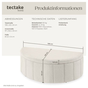 Polsterbank Moon Bouclé creme