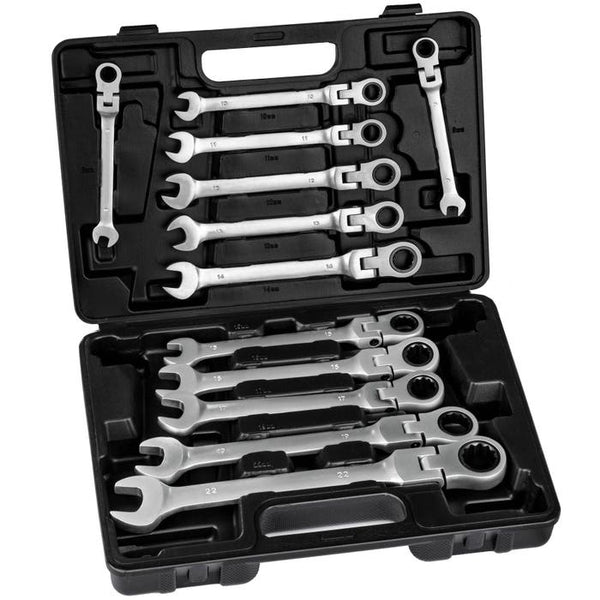 Ratschenschlüssel Set flexible Gelenkköpfe 12-tlg.