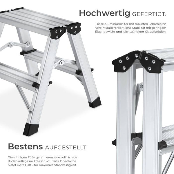 Doppelseitige Aluminium Trittleiter 2 x 2-stufig
