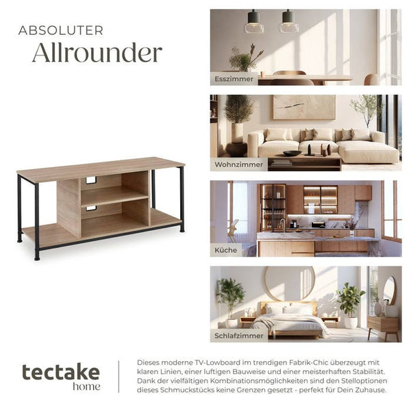 TV-Regal Austin Industrial Holz hell, Eiche Sonoma 110 cm
