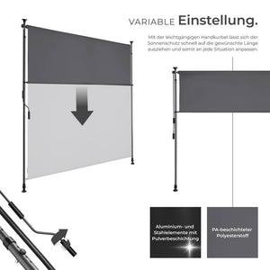 Klemmmarkise Taija dunkelgrau 150 x 310 cm