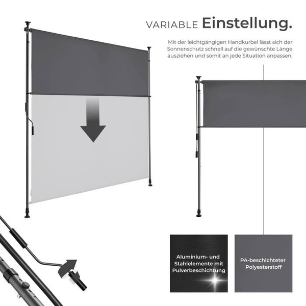 Klemmmarkise Taija dunkelgrau 150 x 310 cm
