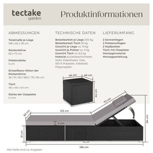 Rattan-Doppelliege Carbonera schwarz