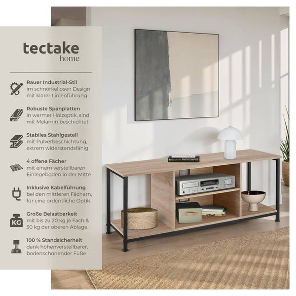 TV-Regal Denver Industrial Holz hell, Eiche Sonoma 120 cm