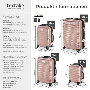 Hartschalenkoffer-Set Mila roségold
