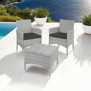 Rattan Gartenset Luzern 2+1 - hellgrau