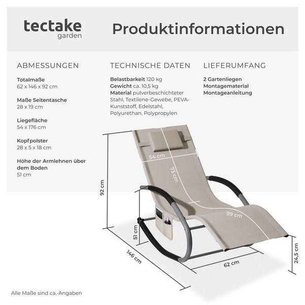 Gartenliege Taya beige 2er Set