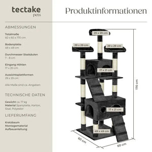 Kratzbaum Mogli schwarz 170 cm