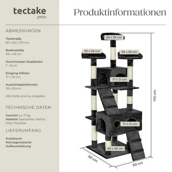 Kratzbaum Mogli schwarz 170 cm
