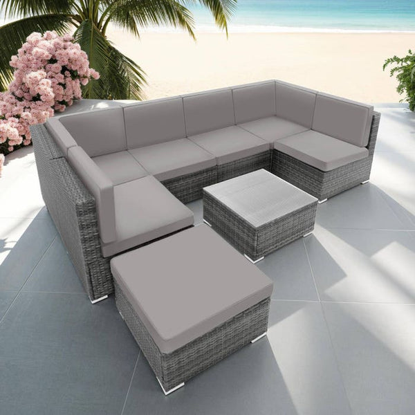 Rattan Lounge Venedig grau