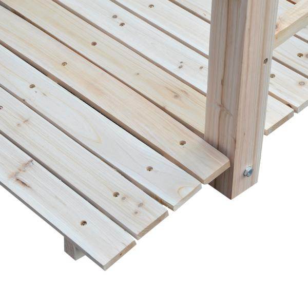 Gartenbrücke Holzbrücke Teichbrücke Zierbrücke mit Geländer bis 180 kg Tannenholz Natur