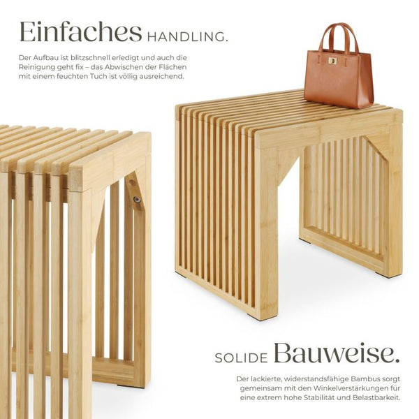 Hocker Ribb Lamellenoptik Bambus 45 x 35 x 43 cm
