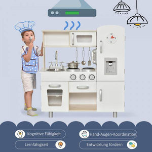 Kinderküche mit viel Zubehör Spielküche Kiefer MDF Weiss
