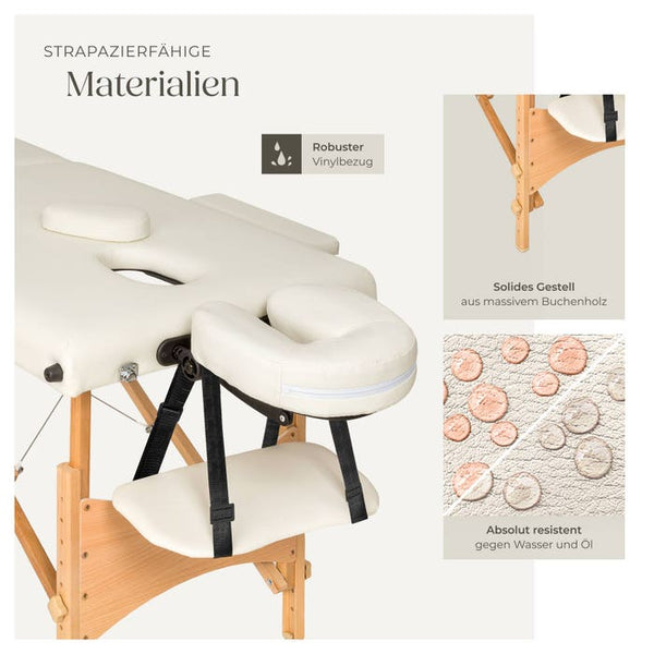 Lettino da massaggio a 2 zone con imbottitura da 5 cm, beige