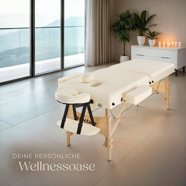 Lettino da massaggio a 2 zone con imbottitura da 7,5 cm, beige