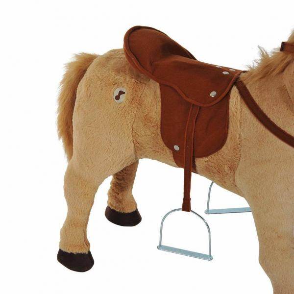 Reitpferd Stehpferd Kinderpferd Plüschpferd Reiten ohne Schaukelkufen Beige