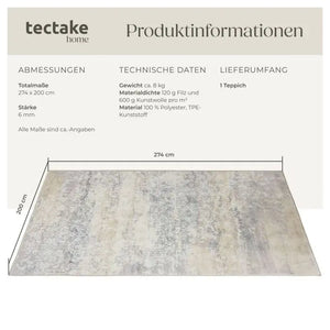 Vintage Teppich Dalia Kurzflor waschbar beige 200 x 274 cm