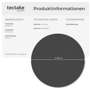Pool-Solarfolie rund schwarz Ø 250 cm