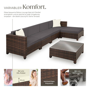 Rattan Lounge schwarz/braun