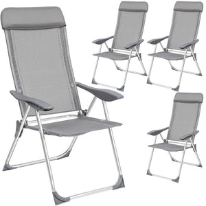 4 Aluminium Gartenstühle mit Kopfteil