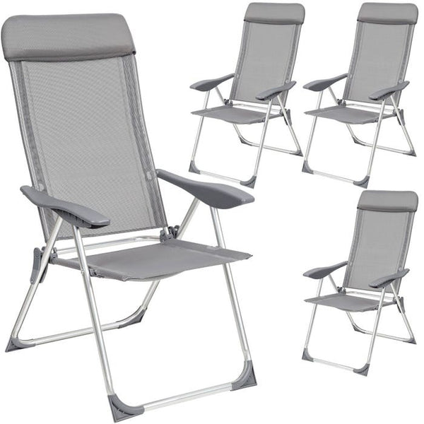 4 Aluminium Gartenstühle mit Kopfteil