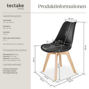 Set Esszimmerstuhl Frederikke schwarz 4er Set