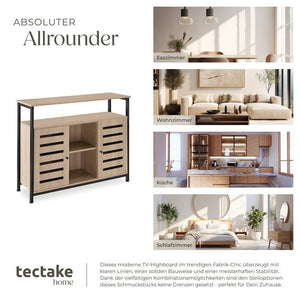 Sideboard Warrington Industrial Holz hell, Eiche Sonoma