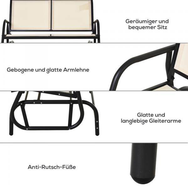 Schaukelbank 2-Sitzer Gartenbank Gartenschaukel Sitzbank Beige