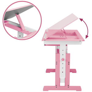Kinderschreibtisch und Rollcontainer, rosa