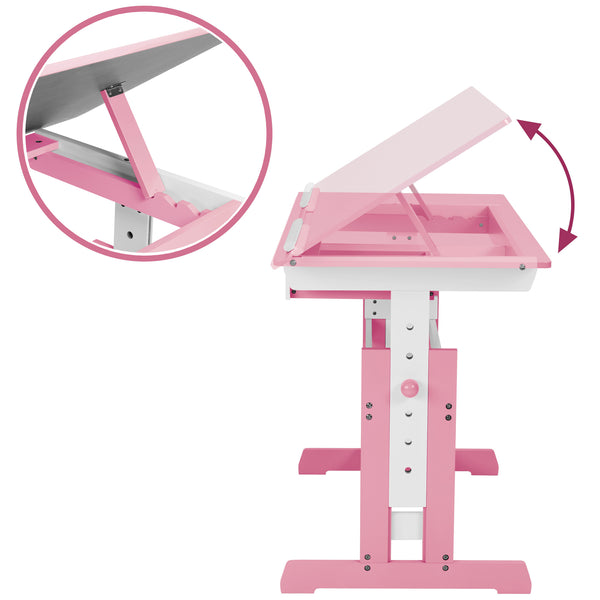 Kinderschreibtisch und Rollcontainer, rosa
