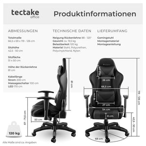 Tartaros gaming chair, black/black 
