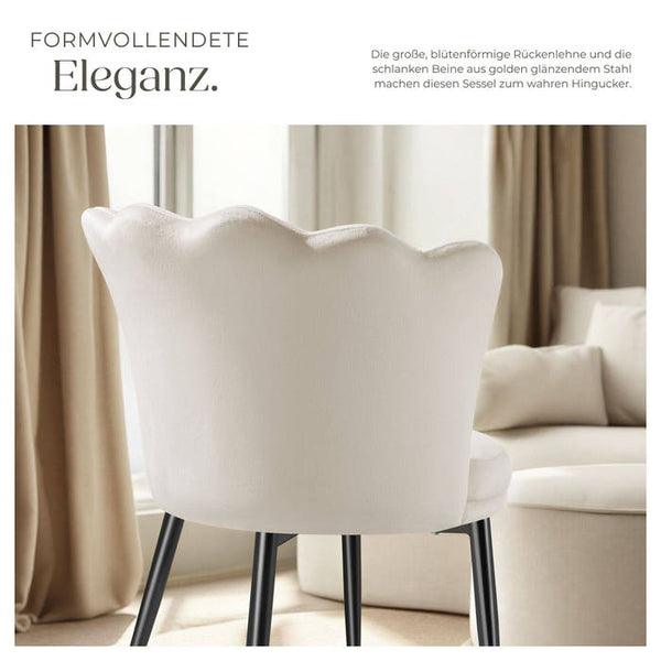 Sessel Stella Samt creme/schwarz