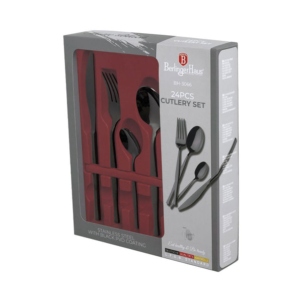 Berlinger Haus 24 teiliges Besteckset breit Matte Black Collection