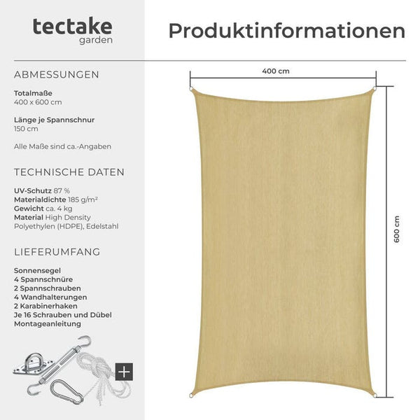 Sonnensegel Sunny Sand 4 x 6 m