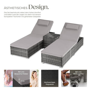 Rattan-Doppelliege Carbonera grau
