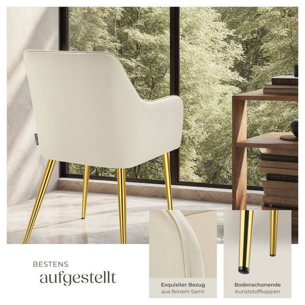 Armlehnstuhl Avane, Samtoptik, gepolstert beige 2er Set