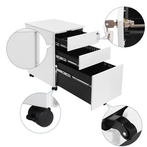 SONGMICS Rollcontainer 3 Schubladen weiss