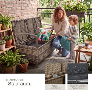 Rattan-Gartenbank Vecchia 2-Sitzer mit Stauraum natur