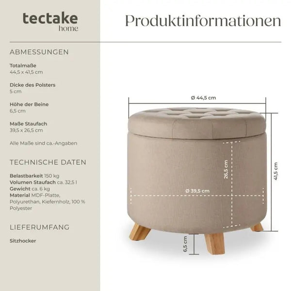 Sitzhocker mit Stauraum Suna