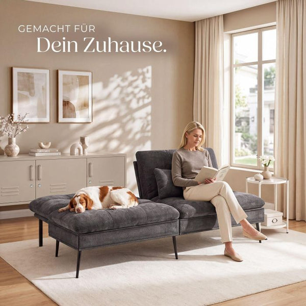 Schlafsofa Tokio 3in1 mit neigbarer Rückenlehne grau