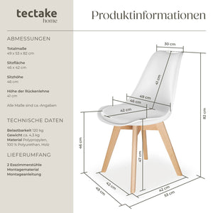 Set Esszimmerstuhl Frederikke weiss 2er Set