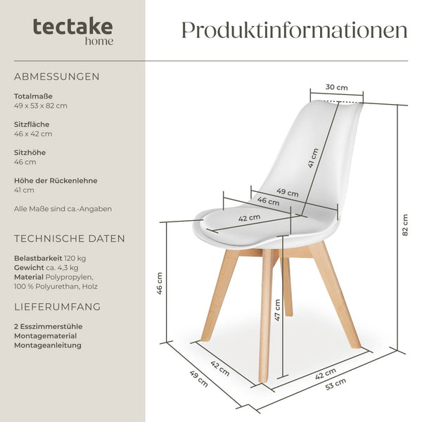 Set Esszimmerstuhl Frederikke weiss 2er Set